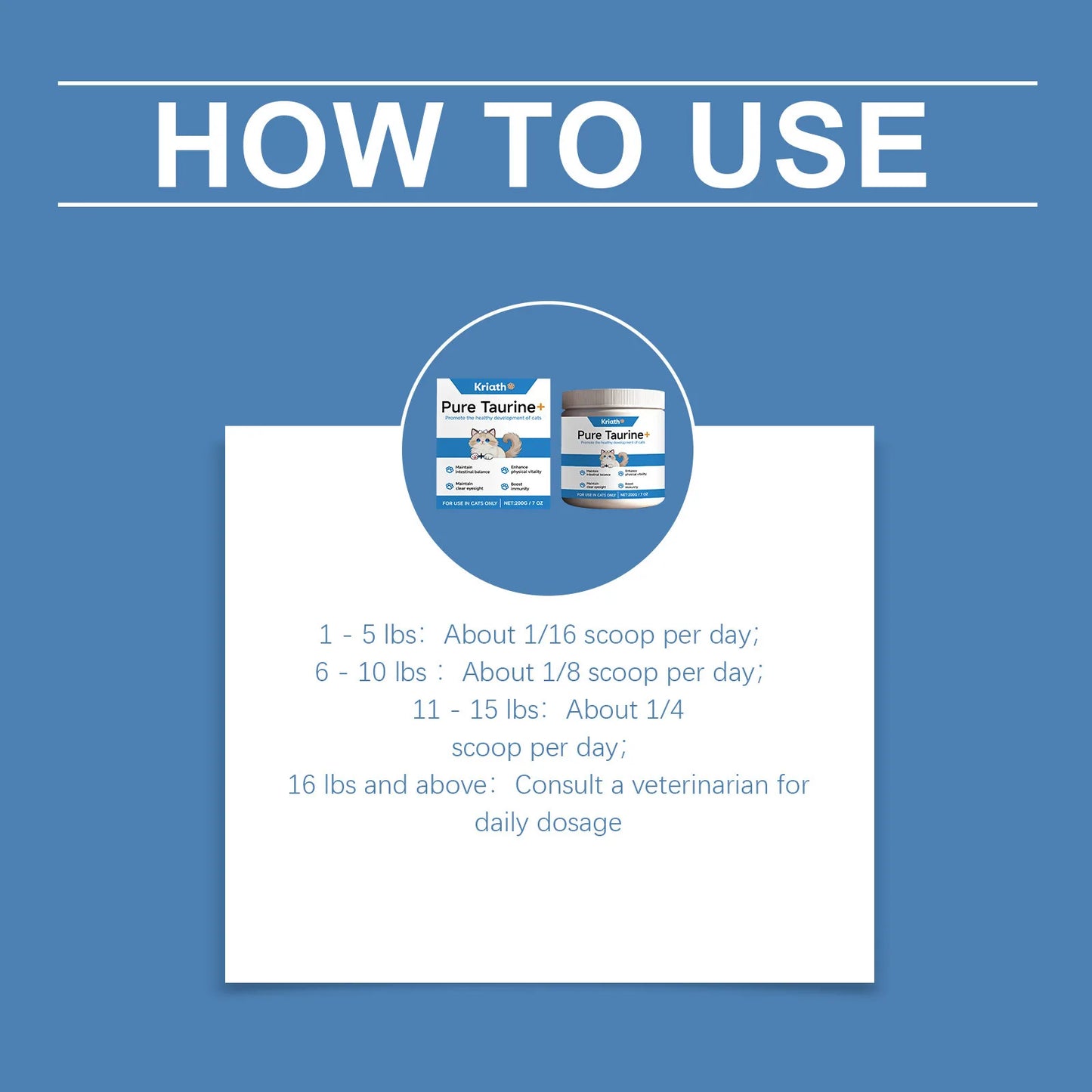 Pure Taurine Powder for Cats | Daily Health Supplement