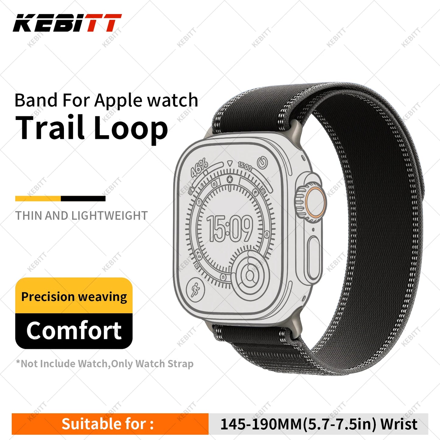High-Quality Nylon Strap for Smartwatches | Natural Titanium Finish