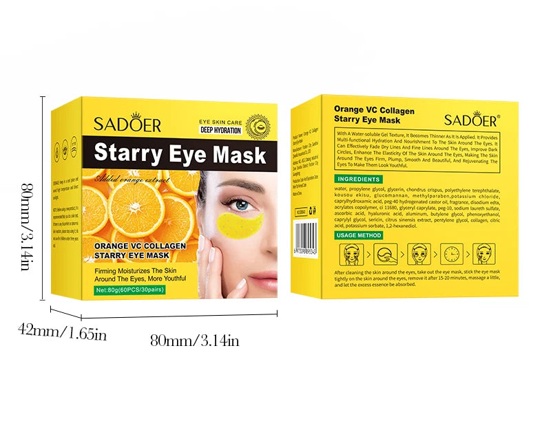 60pcs Vitamin C Collagen Eye Masks | Brighten and Hydrate Eyes