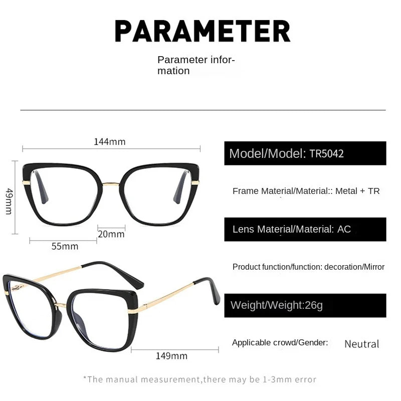 Trendy Oversized Cat Eye Glasses | Stylish Blue Light Blocking Eyewear
