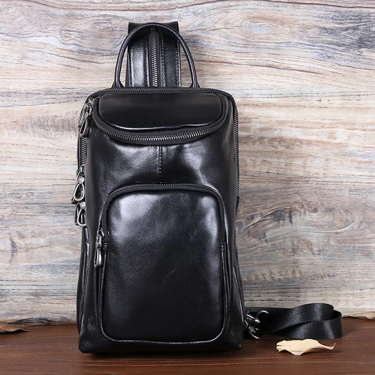 Bandolera de cuero casual para hombre | Mochila elegante para el día a día
