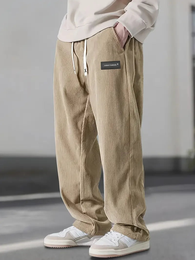 Men's Casual Striped Corduroy Cargo Pants | Stylish Hip Hop Fashion