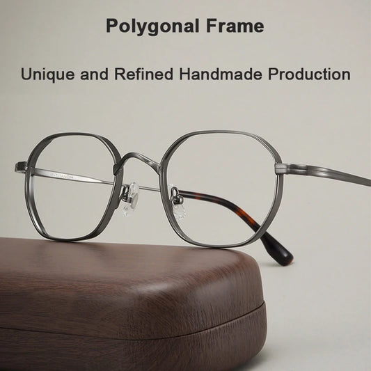 Gafas de lujo retro poligonales | Monturas de titanio ultraligeras