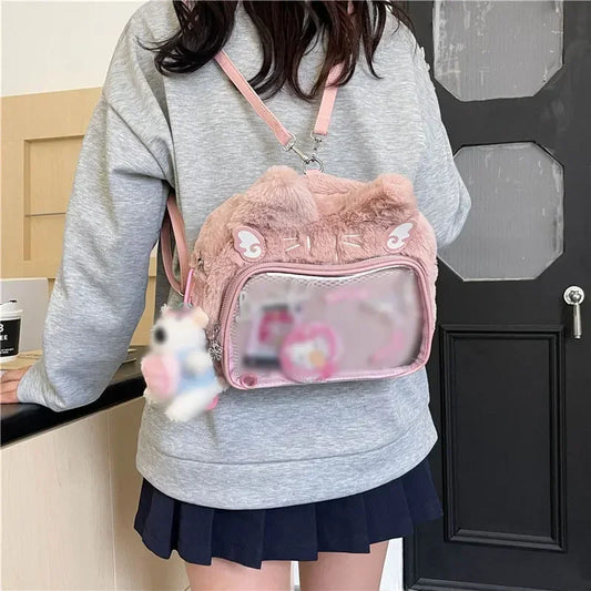 Mochila de invierno de felpa para mujer | Bolso informal lindo estilo Ita