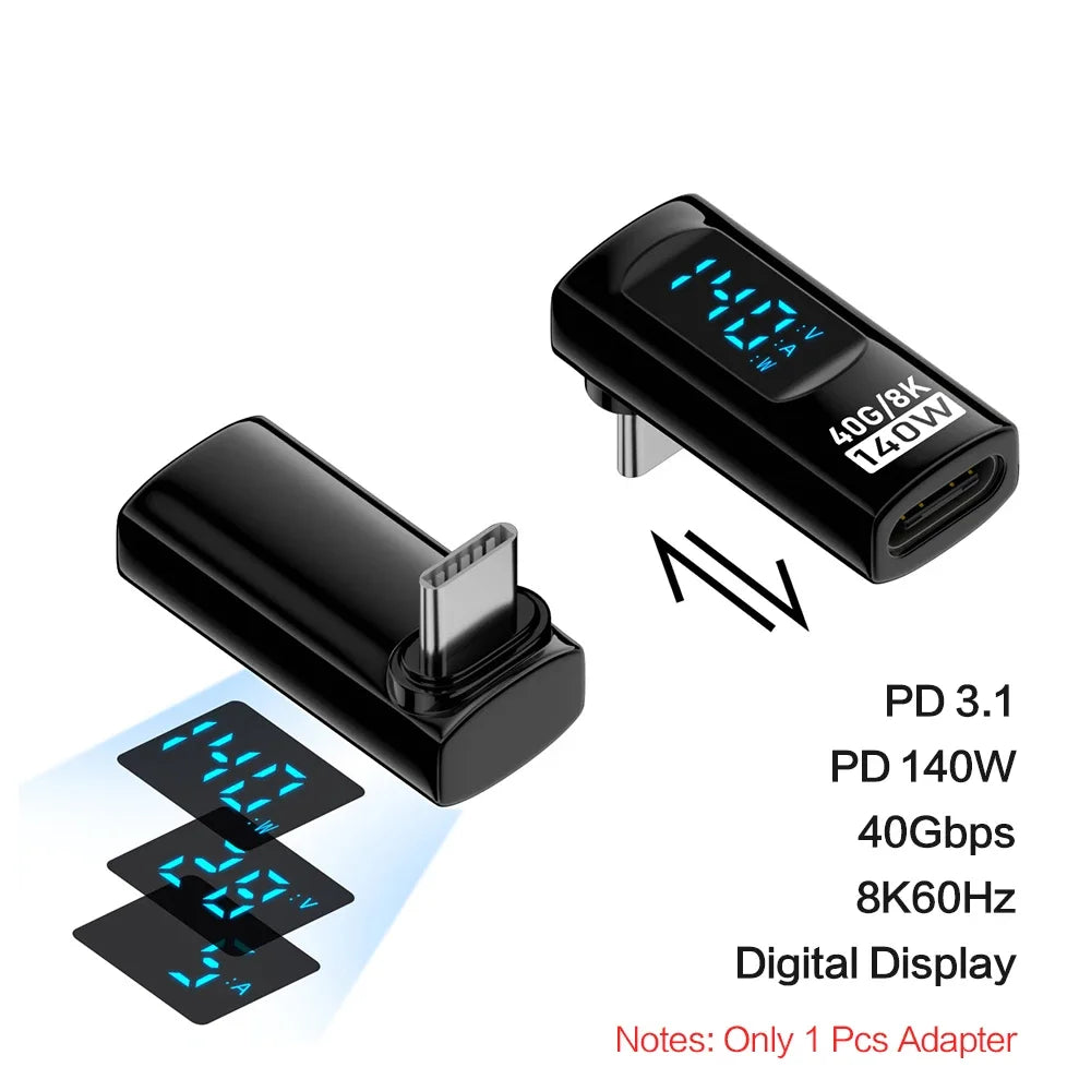 Right Angle USB C Adapter | 40Gbps Data Transfer & 8K Video