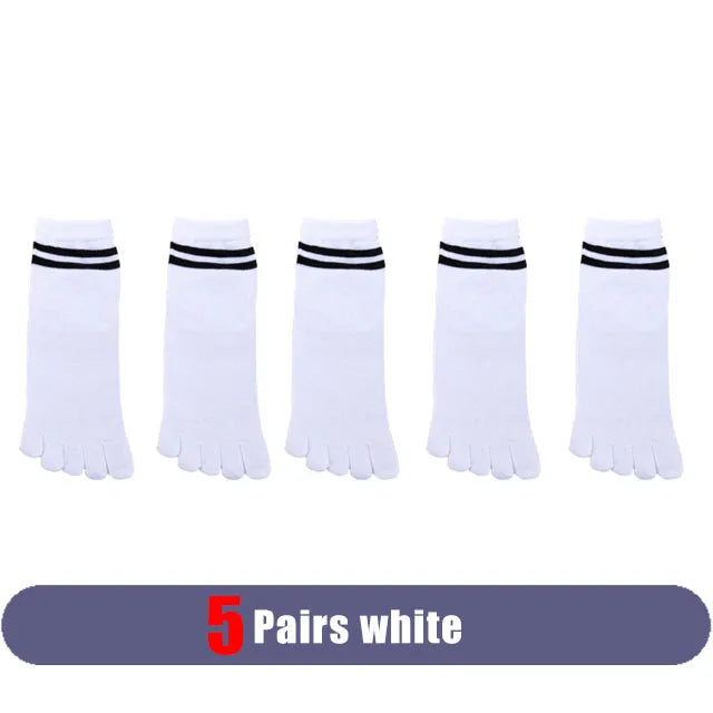 Women's Breathable Cotton Striped Invisible 5 Finger Socks | Soft Comfort