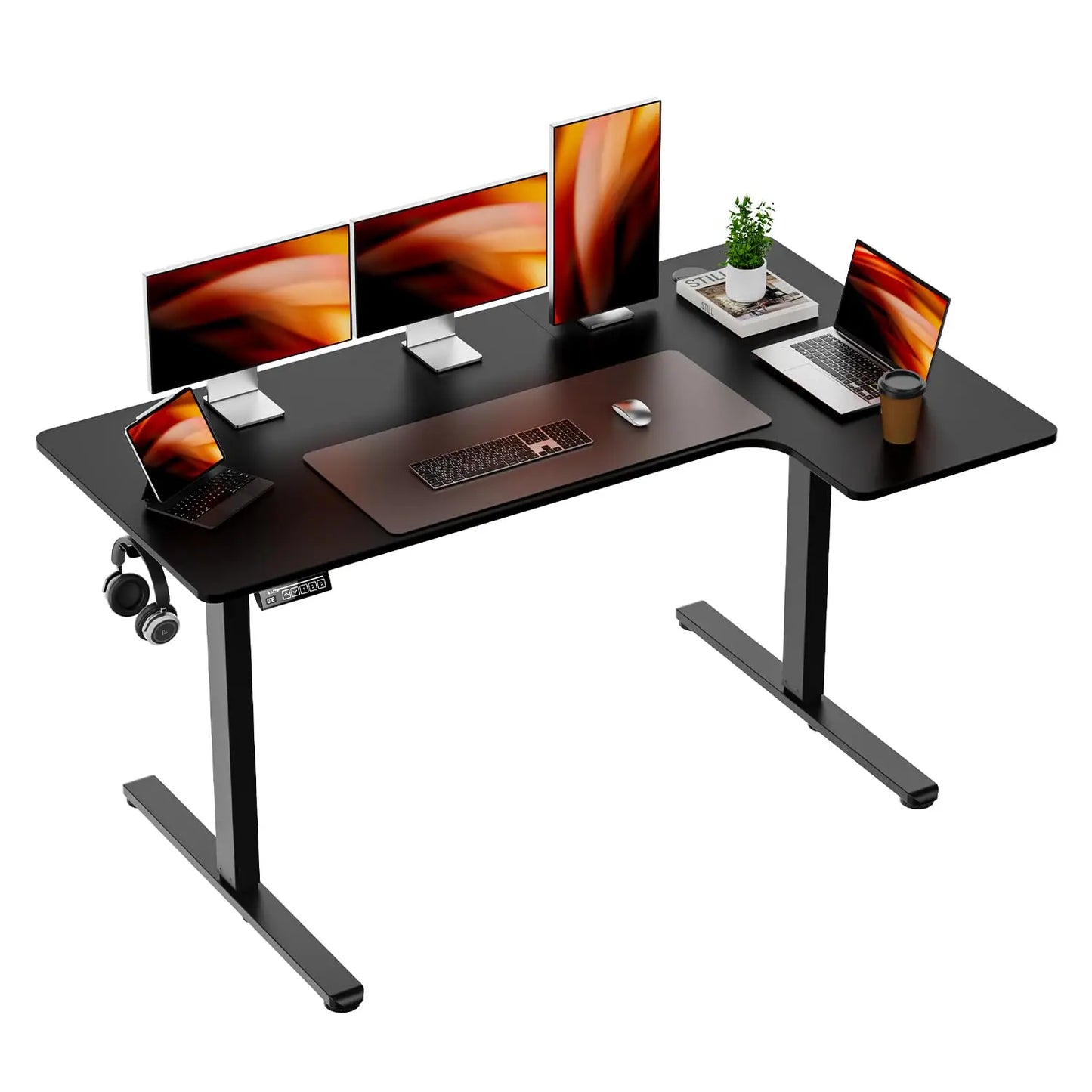 Electric Height Adjustable L-Shaped Standing Desk | Modern Office Solution