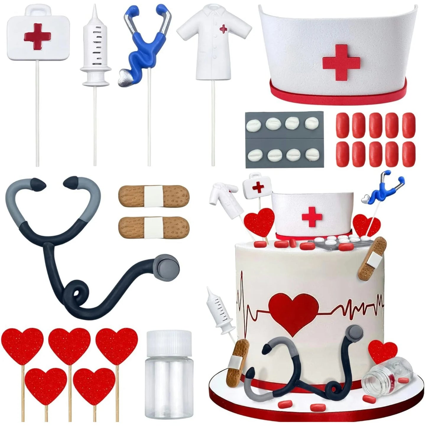 Nurse Cake Topper Set | Perfect Graduation & Medical Party Decor