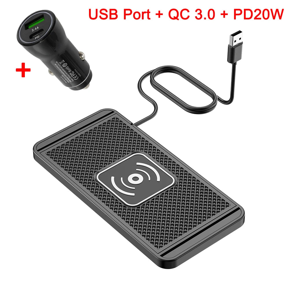 Wireless Car Charger Silicone Pad for iPhone 16/15/14/13 & Samsung S24/S23 | 15W Fast Charging Stand 2026