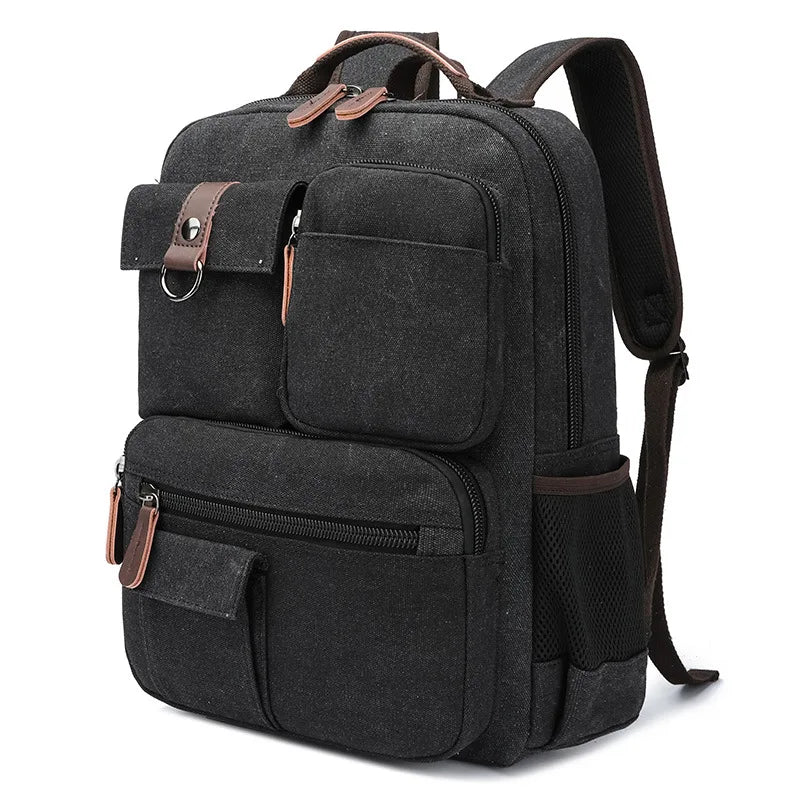 New Men Canvas Backpack Shoulder Bag Students Leisure Bag Computer Bag School Mochila Teenagers 15inch Laptop Rucksack