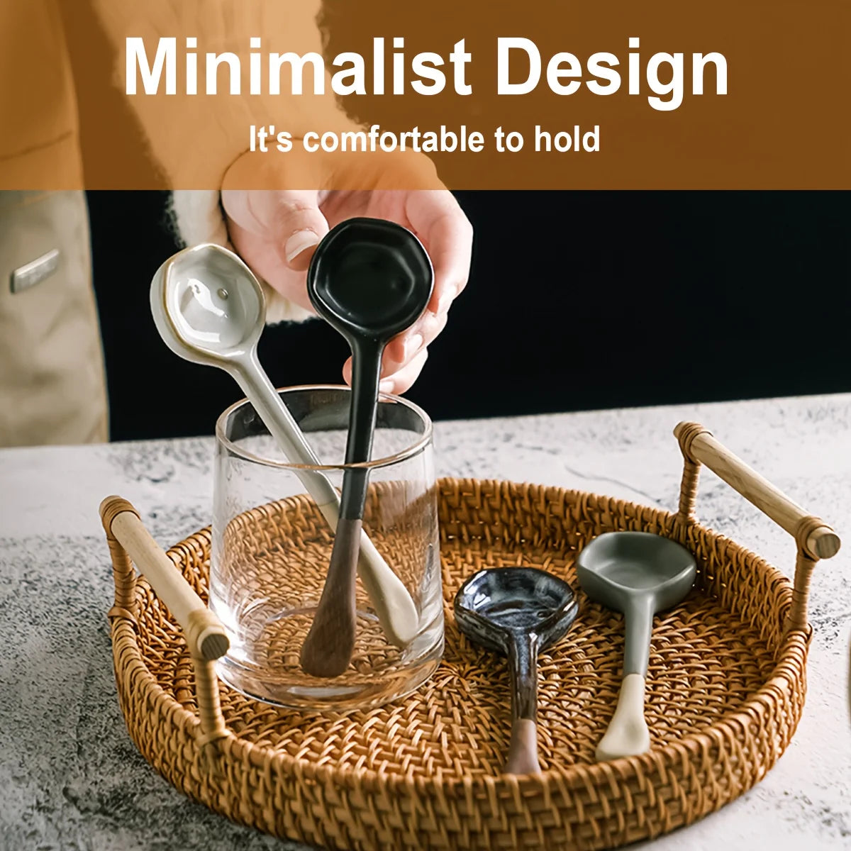 4pcs Retro Ceramic Soup Spoons | Perfect for Ramen & More