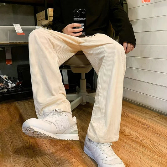 Pantalones de pana con forro polar para hombre | Pantalones casuales cálidos para invierno