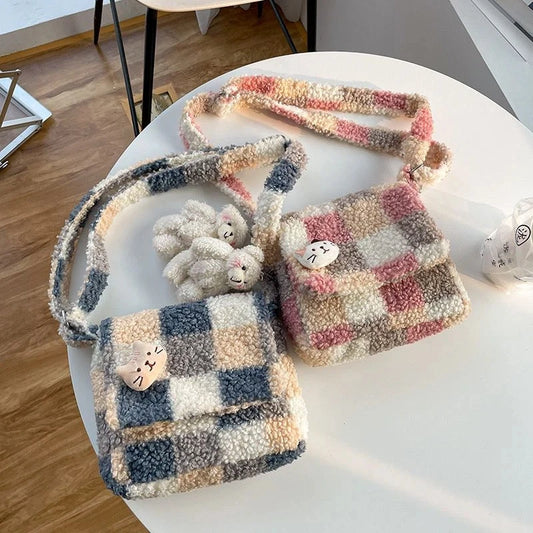 Women's Cute Checked Plaid Crossbody Bag | Stylish Casual Messenger