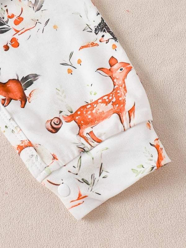 Unisex Baby Long Sleeve Romper | Cute Cartoon Deer Onesie
