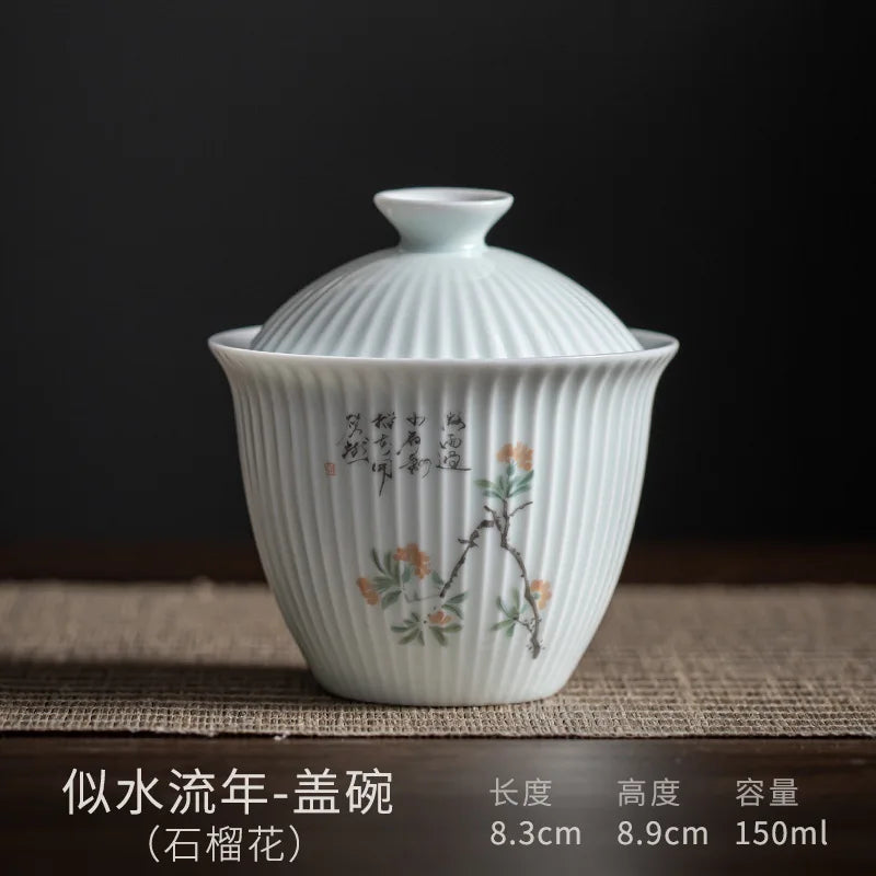 Japanese Style Handmade Ceramic Gaiwan Teacup Covered Bowl Household Tea Cup Brewing Covered Bowl Kung Fu Tea Set Accessories