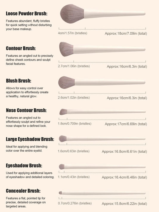 Set de 7 brochas de maquillaje | Herramientas esenciales para una belleza impecable