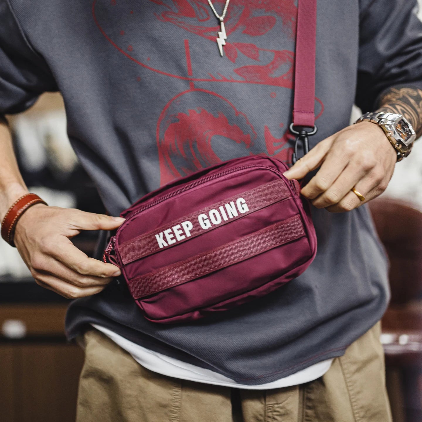 Men's Military Green Crossbody Bag | Compact Utility EDC Handbag