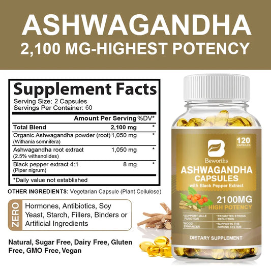 Ashwagandha Root Extract Capsules | Enhance Sleep & Relieve Stress