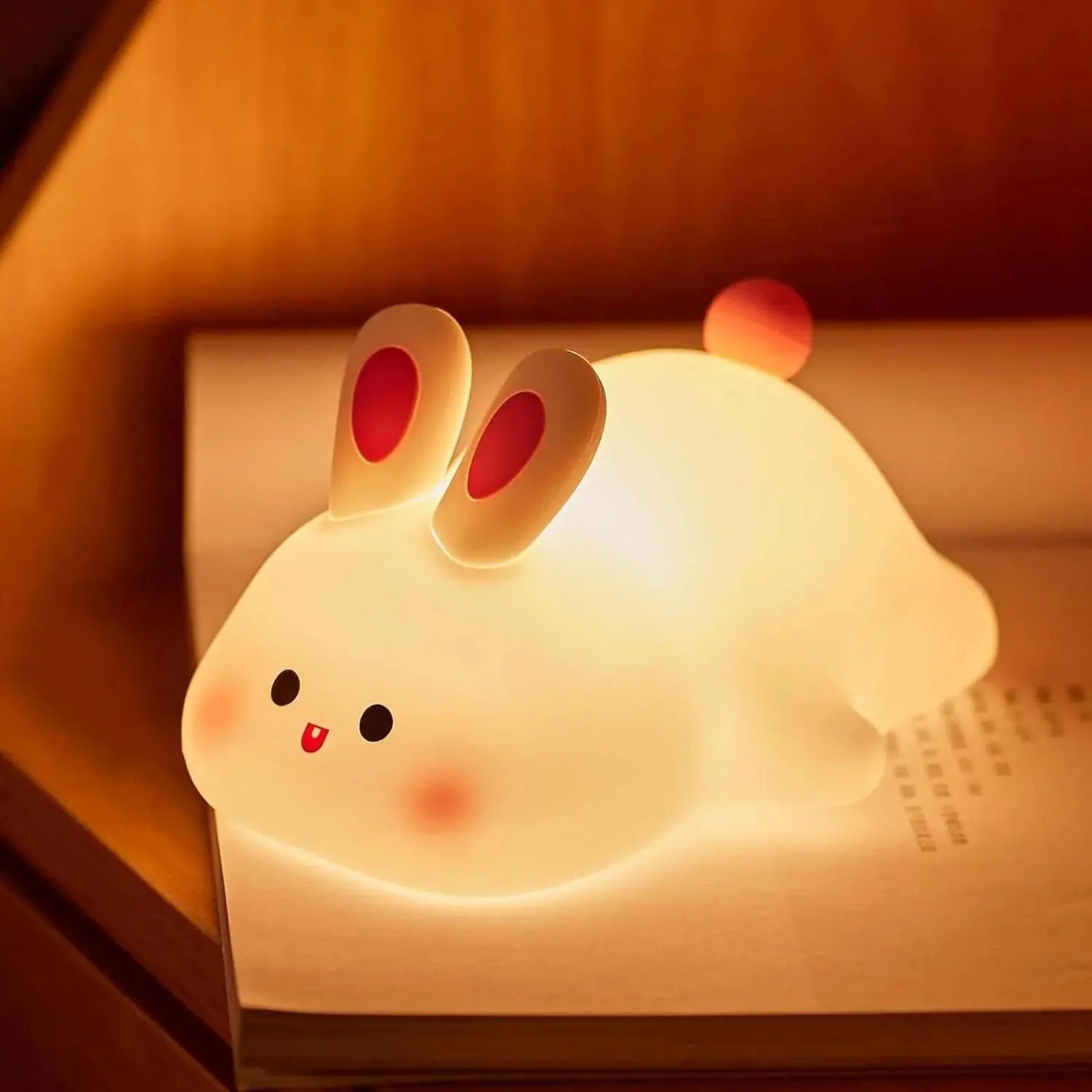 Cute Piggy Bunny Night Light | Soft Silicone Lamp for Kids