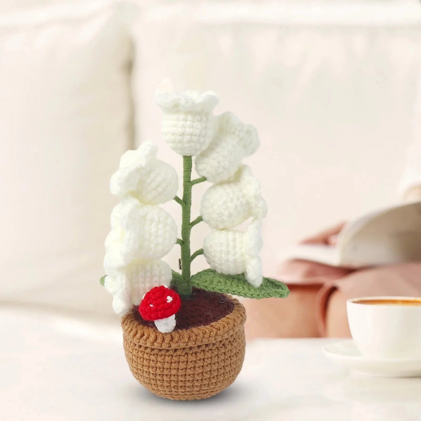 Lirio de los Valles de punto LED | Hermosa Flor de Ganchillo Decorativa