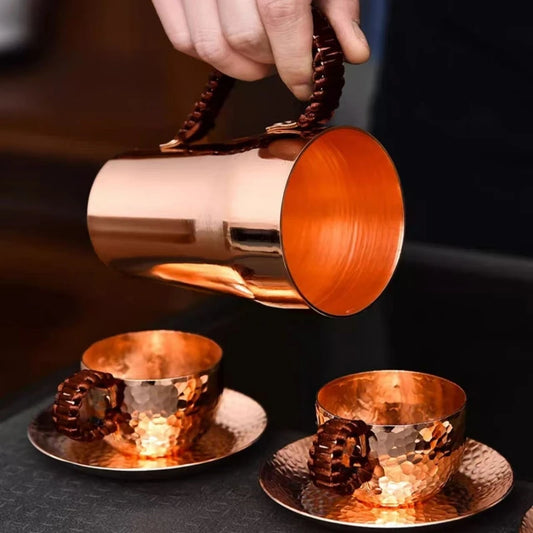 Vintage Copper Coffee Cup | Handcrafted Hammered Design Mug