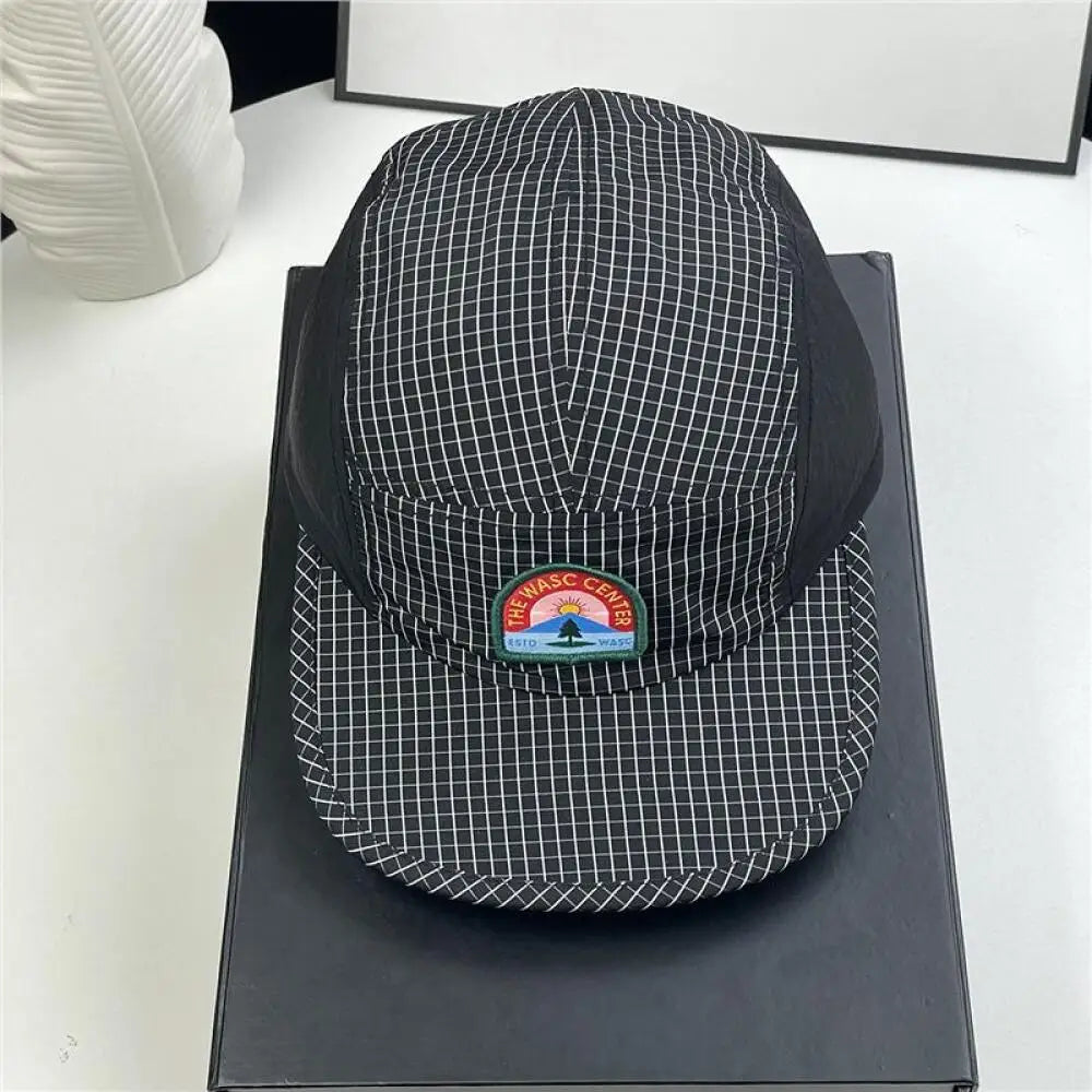 5 Panel Baseball Cap Mesh Nylon Breathable Color Block Hat for Men Women Running Hiking Camping Outdoor Sport Cap