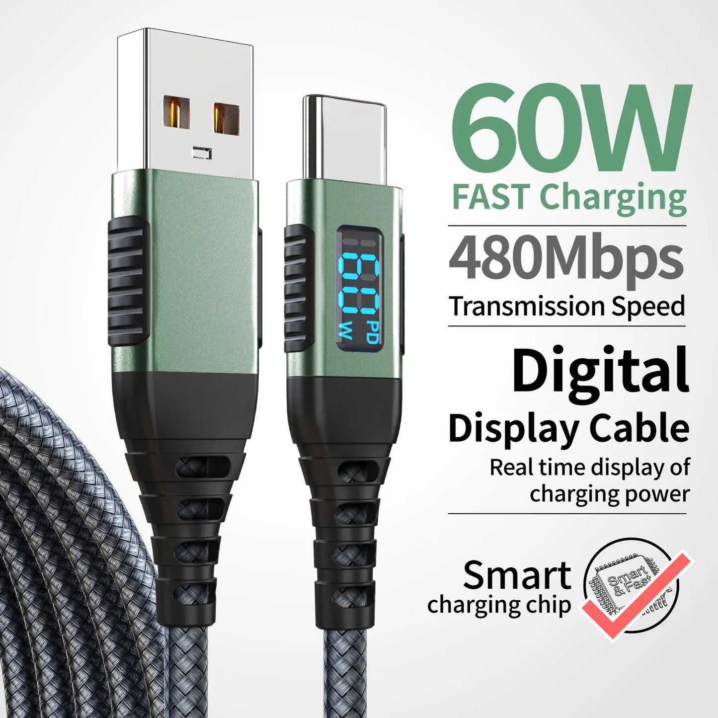 60W USB Type-C Fast Charging Cable | Universal Compatibility
