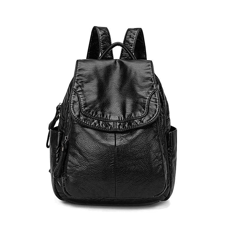 Stylish Women's White Washed Leather Backpack for Casual Travel