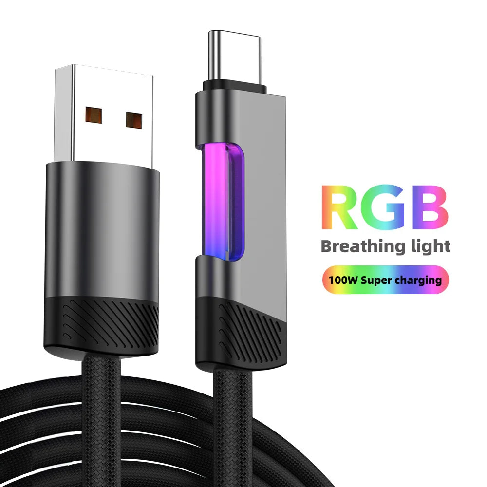 RGB Fast Charging Cable | 120W 6A USB Type C with Ambient Light