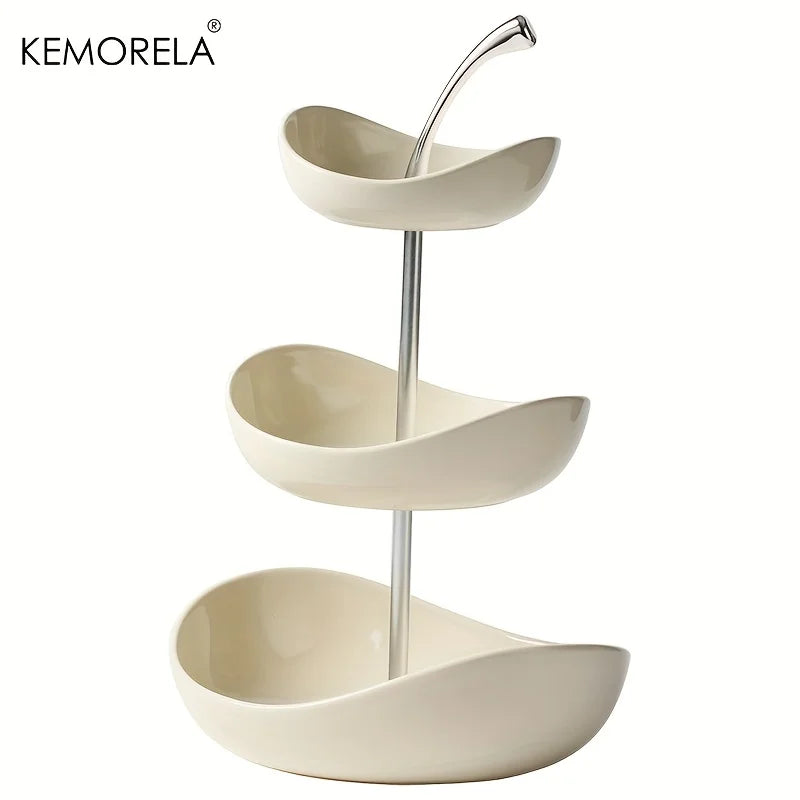 Double-Layer and Triple-Layer Ceramic Fruit Platter for home and Salon Use, Ideal for Coffee Tables, Snacks,Desserts and Display