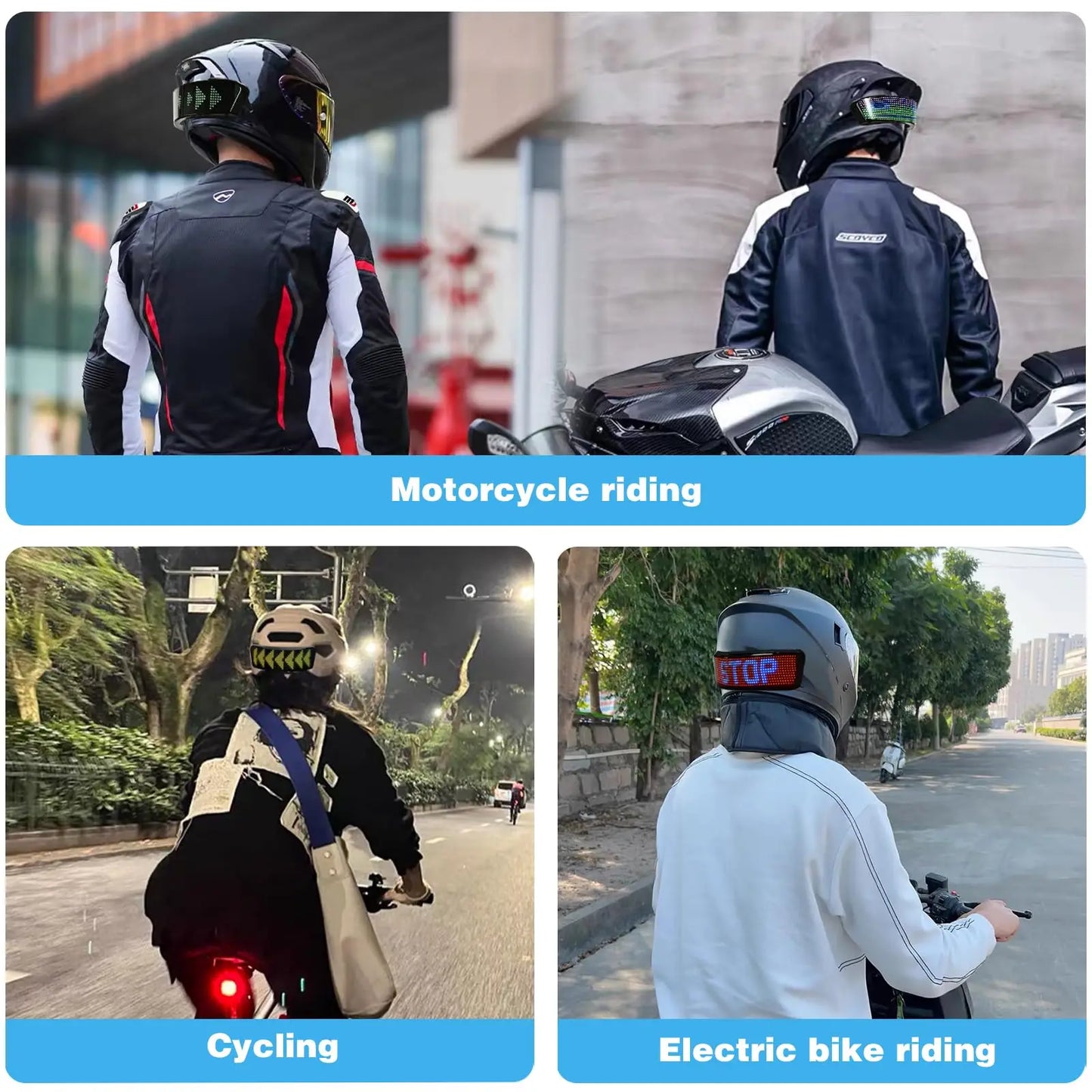 Universal LED Helmet Display | Enhance Motorcycle Safety