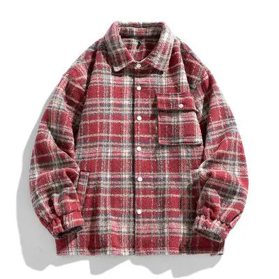 Stylish Japanese Vintage Plaid Jacket for Men | Casual & Chic