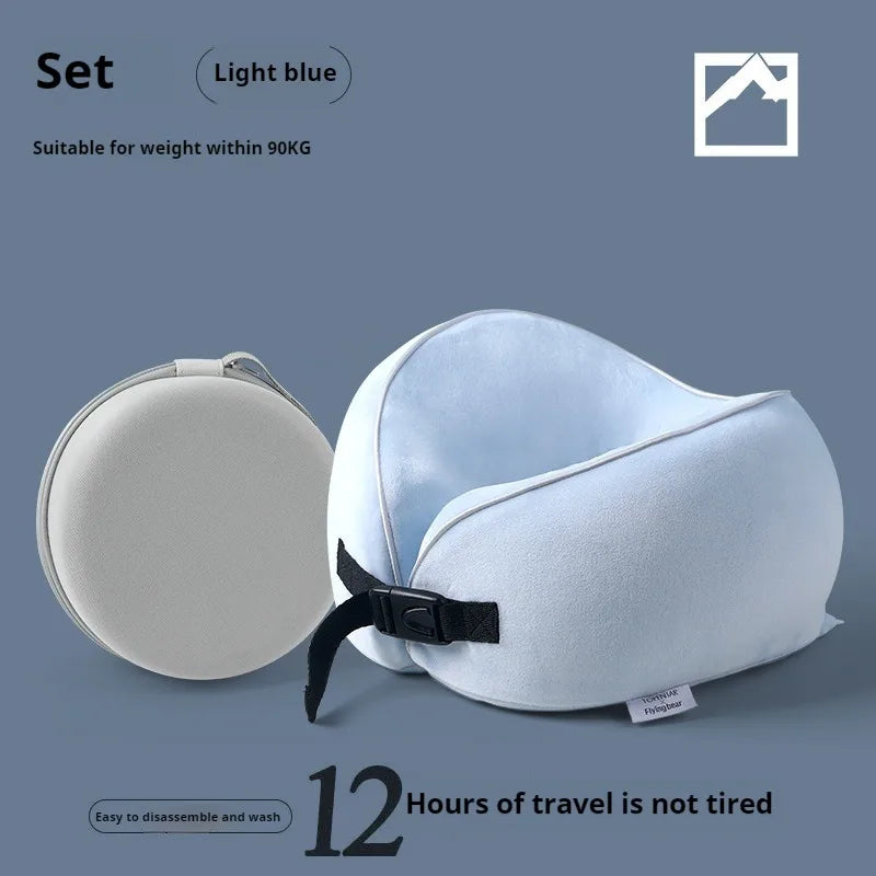 Portable U-Shaped Memory Foam Travel Pillow with Soft Fleece Cover — Airplane Neck Support Cushion for Comfortable Sleep On-The-Go