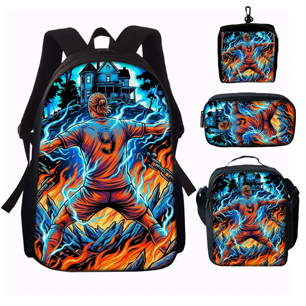 Large-Capacity Soccer Star Pattern Backpack Set | Casual Style