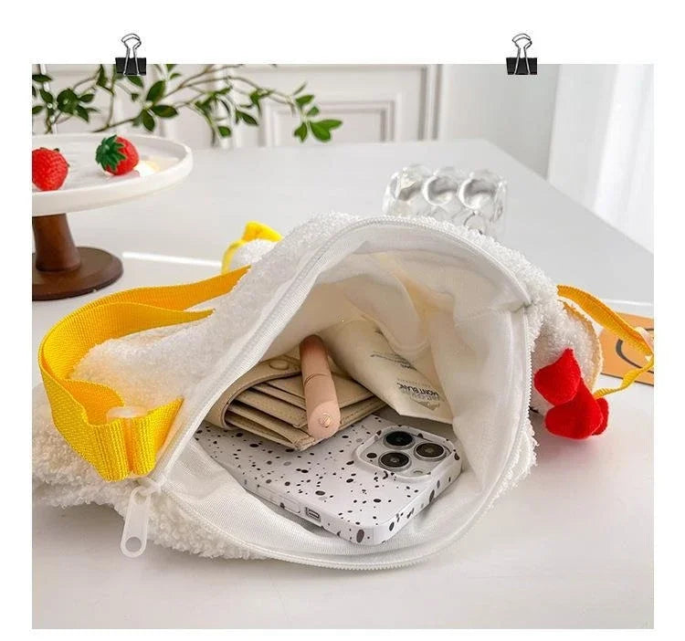 Chickens Shape Crossbody Purse | Cute Plush Handbag for Women
