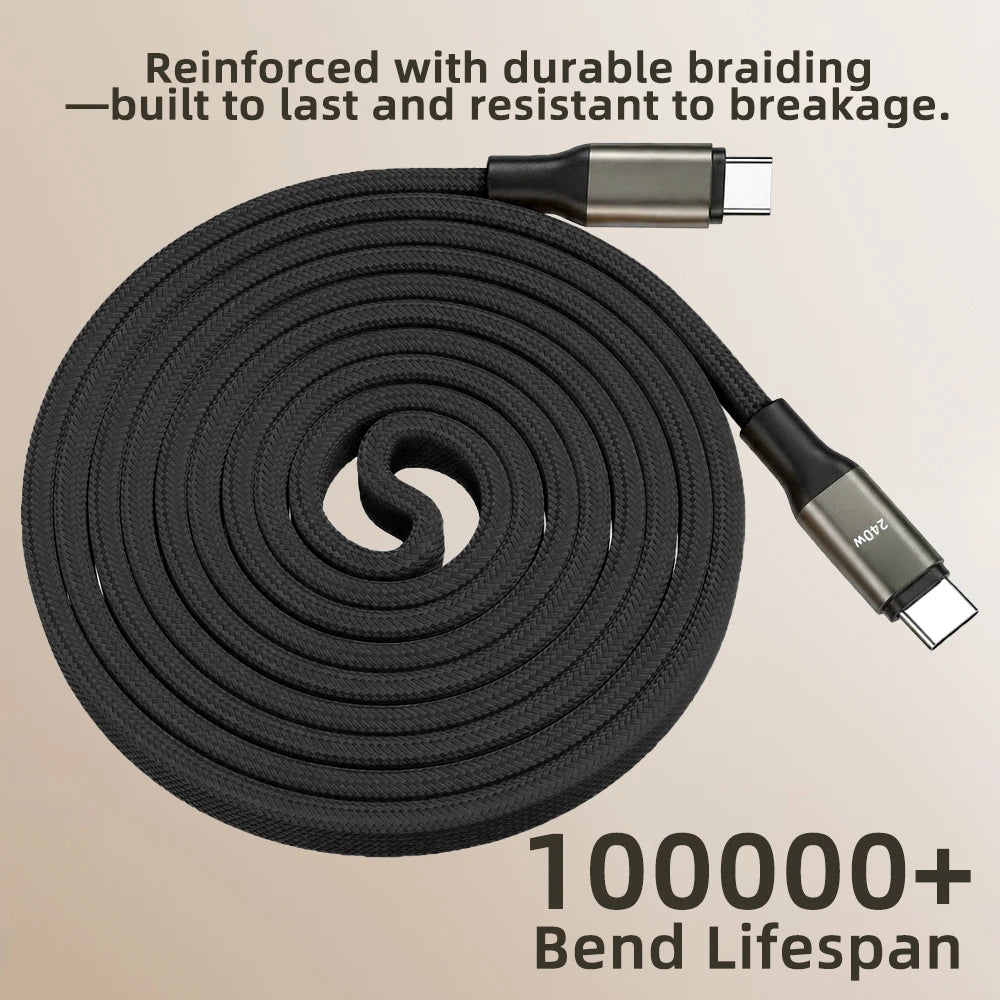 1.5M Fast Charging USB-C Cable & Foldable Phone Stand | 90° Elbow