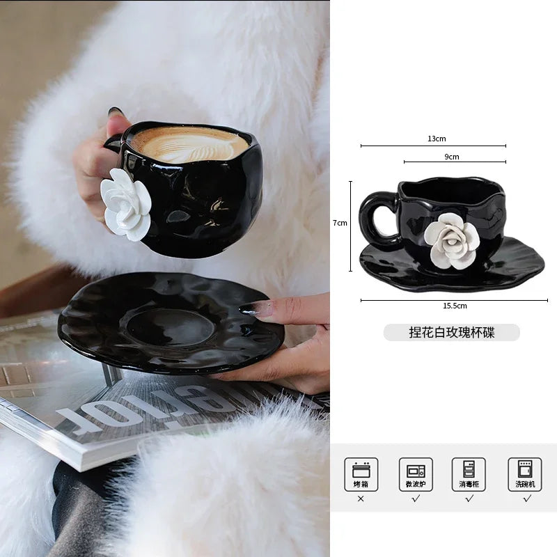 Elegant 3D Rose Ceramic Coffee Mugs | Stylish Drinkware for Every Occasion