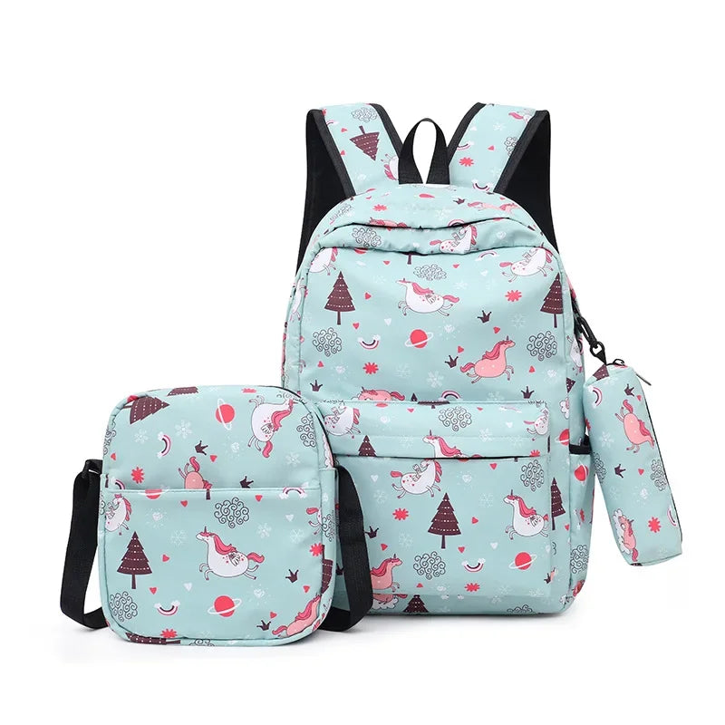 Crossten 3pcs/set High School Bags for Women Boys One Shoulder Bag Backpacks Big Student Travel Bag Men School Backpack Mochila