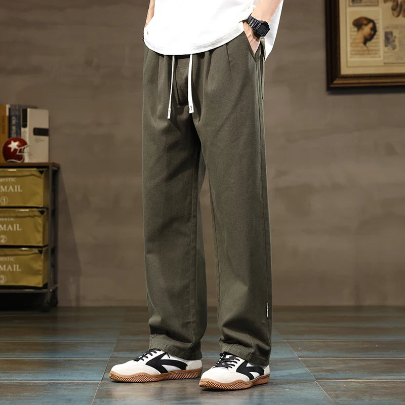 Comfortable Loose Men's Trousers | 100% Cotton Khaki Pants