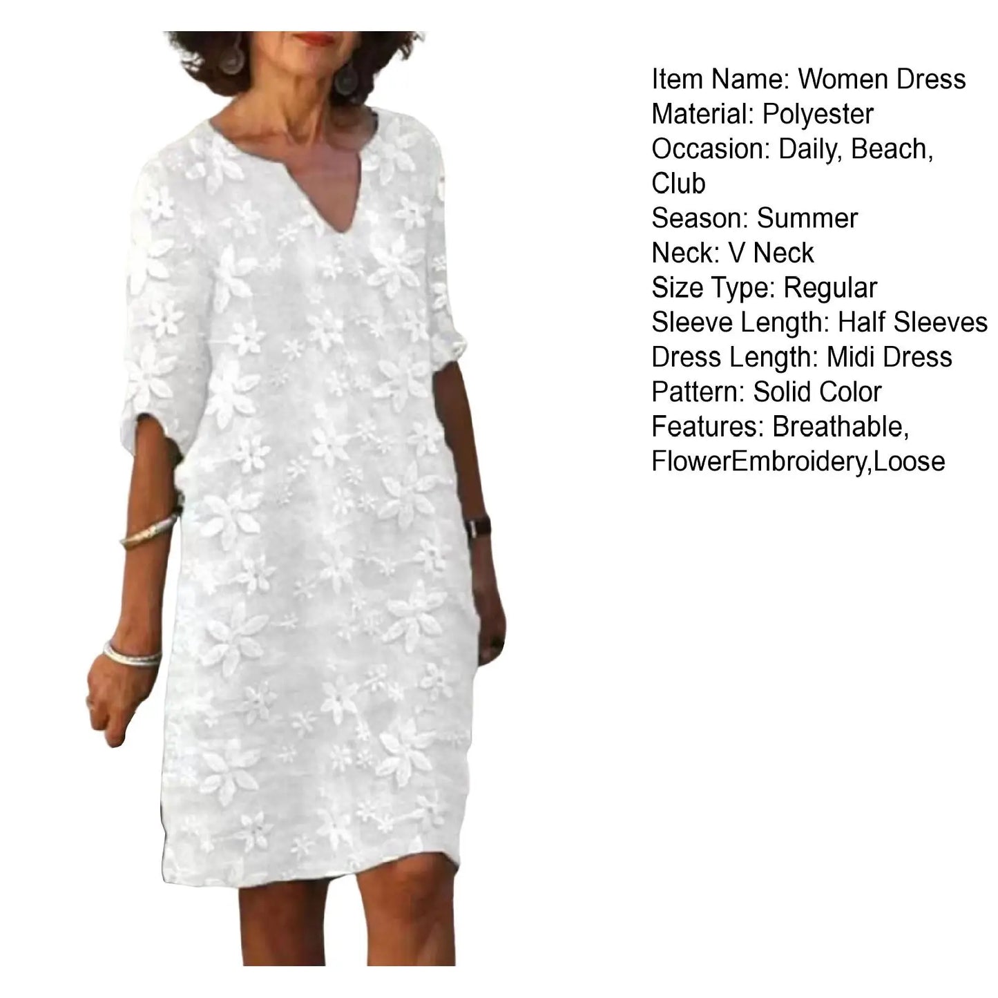 Women's Elegant Hollow Lace Midi Dress | Perfect for Summer Style