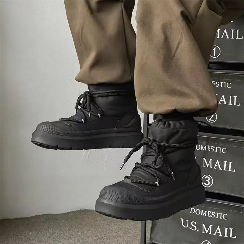 Men's Warm Fleece Lined Snow Boots | Mid-Calf Ankle Winter Outdoor Shoes 2026