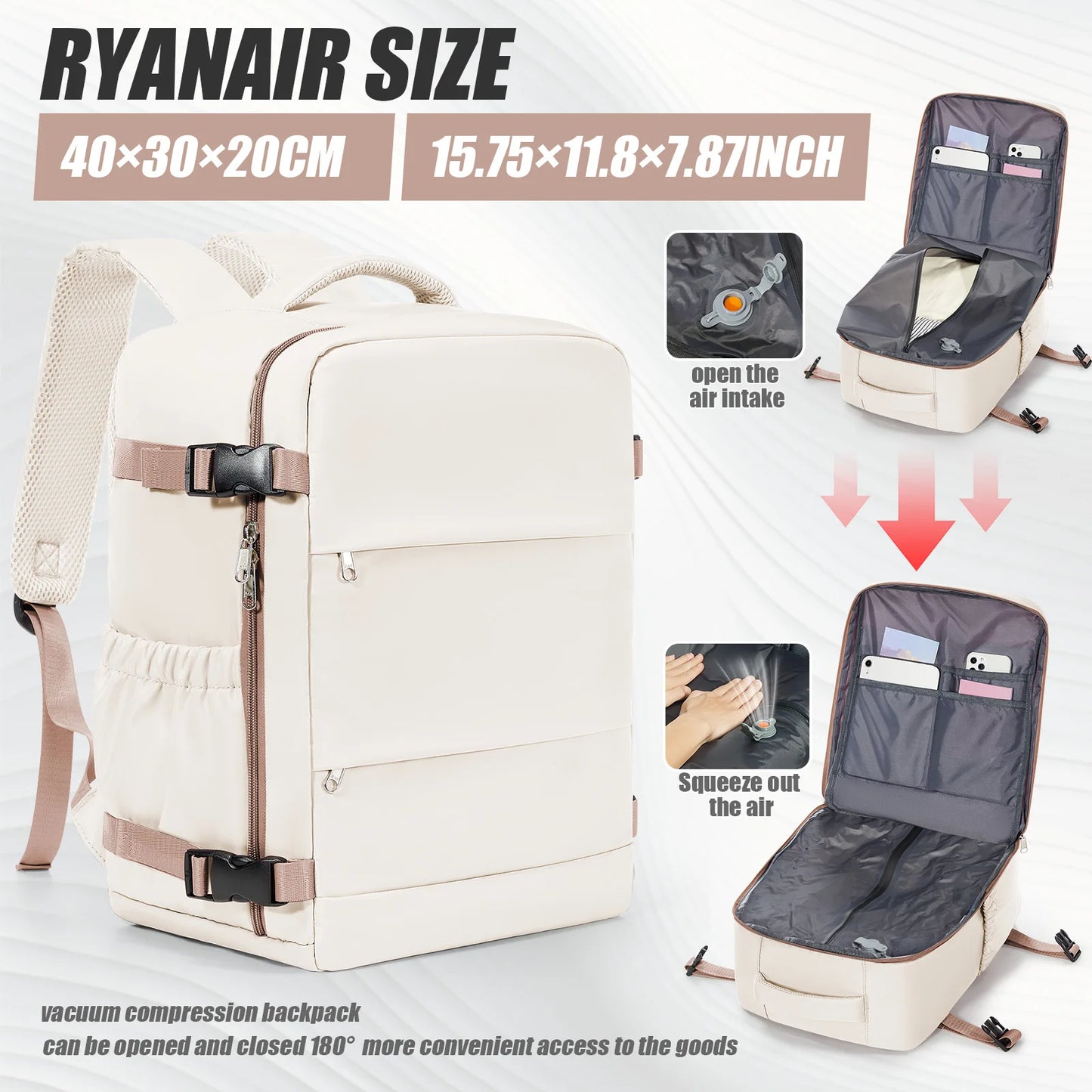 Vacuum Compression Travel Backpack | Ideal Cabin Bag for Air Travel