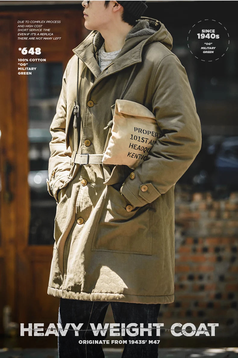 Men's Heavyweight Hooded Parka | Warm Cotton Winter Coat