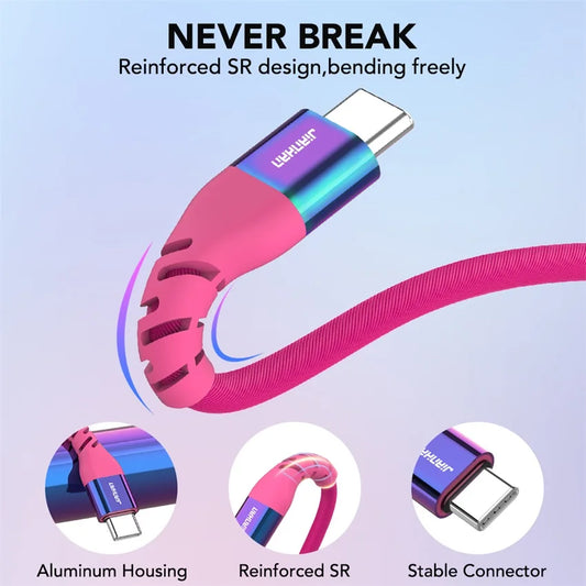 USB C to USB C Cable | 60W Fast Charging Rainbow Braided Cable