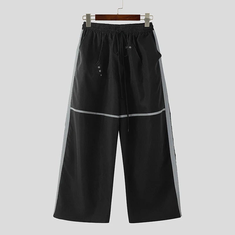 Men's Patchwork Joggers | Stylish Wide Leg Drawstring Pants