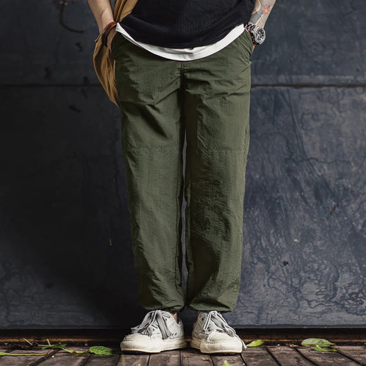 Pantalones Delgados Casuales para Hombre | Corte Recto Verde Moderno