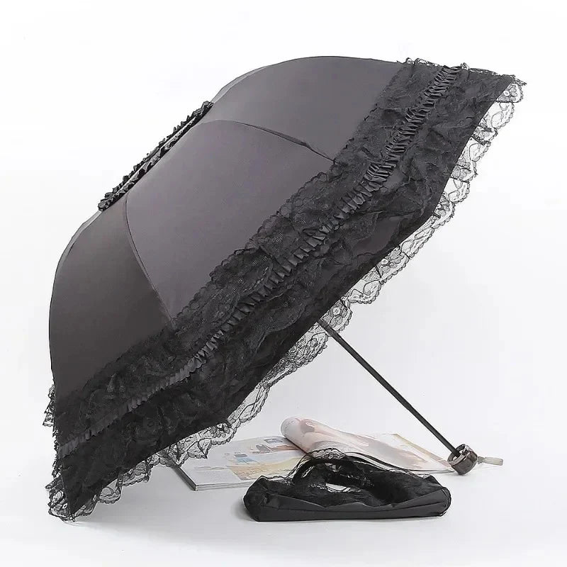 Vintage Lace Parasol | Foldable Gothic Umbrella for Sun Protection