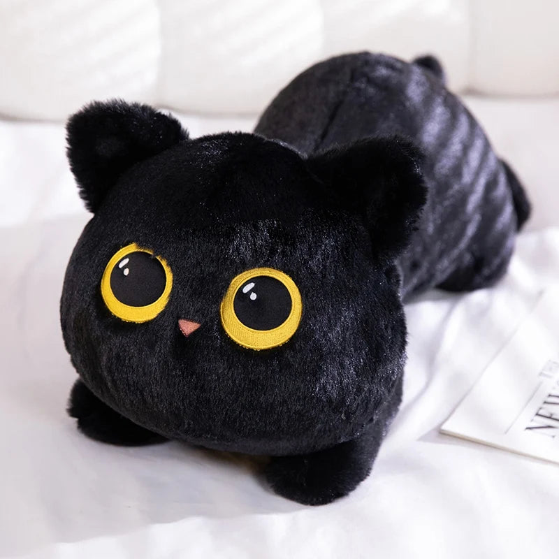 Cute Black Cat Plush Pillow | Soft Nap Cushion for Home & Office