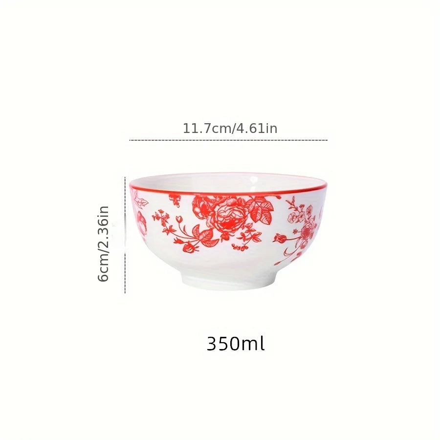 3PCS Ceramic rice bowl, 4.5-inch round bowl, suitable for microwave and oven, home kitchen tableware