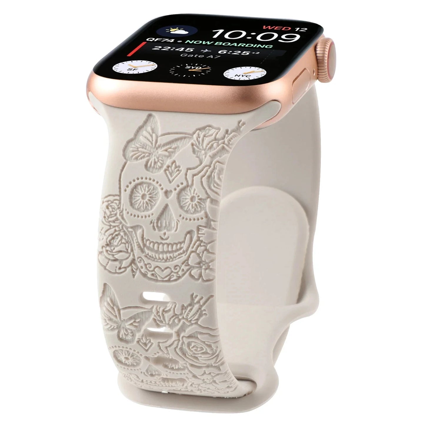 Gothic Skull Engraved Silicone Strap for Smartwatches